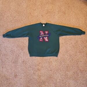 Vintage Nebraska Sweater Womens 2X Jerzees Sweatshirt Paisley Made In USA